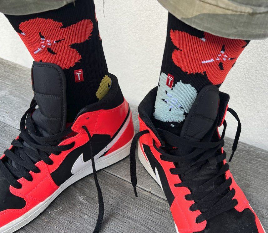 Garden crew socks styled on foot